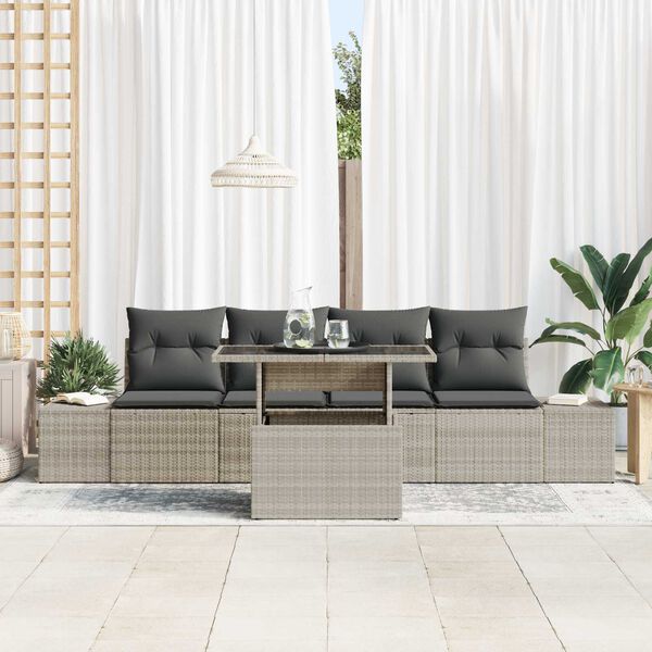 vidaXL Sofa Sæt med pude 5 pcs Lysegrå polyrattan