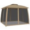 vidaXL pavillon 2,93x2,93 m dobbelt tag + meshv&aelig;gge st&aring;l gr&aring;brun