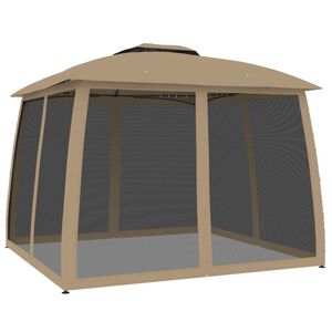 vidaXL pavillon 2,93x2,93 m dobbelt tag + meshv&aelig;gge st&aring;l gr&aring;brun