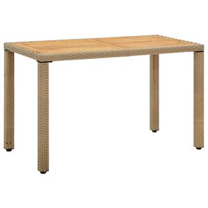 vidaXL havebord 123x60x74 cm polyrattan og massivt akacietr&aelig; beige