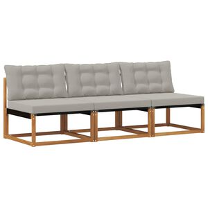 vidaXL 3 Stk Udend&oslash;rs Mellem Sofa Massiv akacietr&aelig; og Textilene