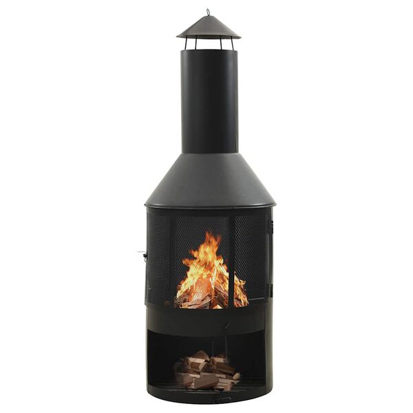 vidaXL havepejs med rist og ildrager 47x47x135,7 cm st&aring;l