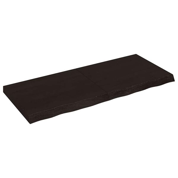 vidaXL væghylde 120x50x(2-6) cm behandlet massivt egetræ mørkebrun