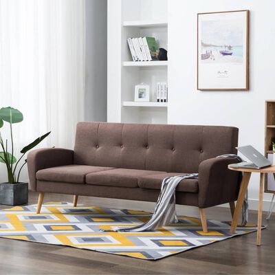 vidaXL 3-personers sofa stof brun