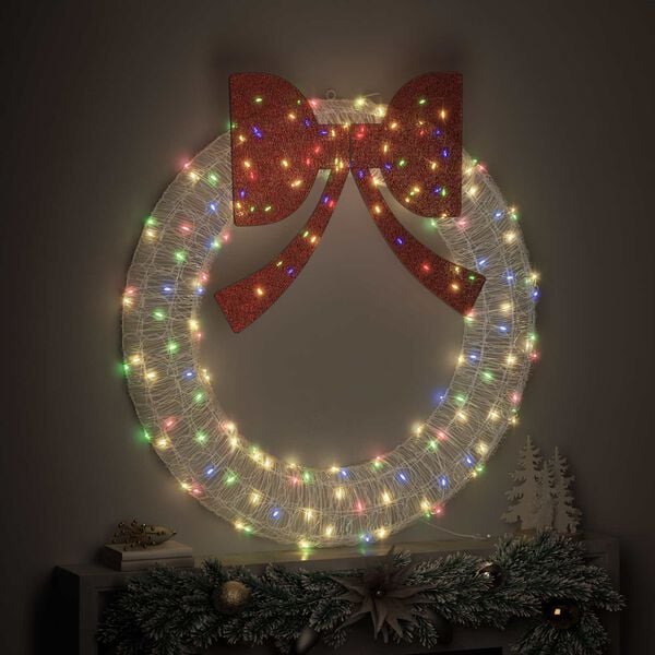 vidaXL Krans med 150 LED'er Flerfarvet 120 cm Akryl