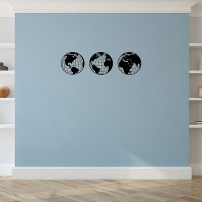 Homemania vægdekoration World 140x41 cm stål sort