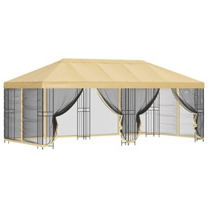 vidaXL Pavillon med sidetapper 6 x 3 m Cremefarvet Polyester og St&aring;l