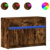 vidaXL tv-bord m. LED-lys 91x34x61 cm konstrueret træ røget eg