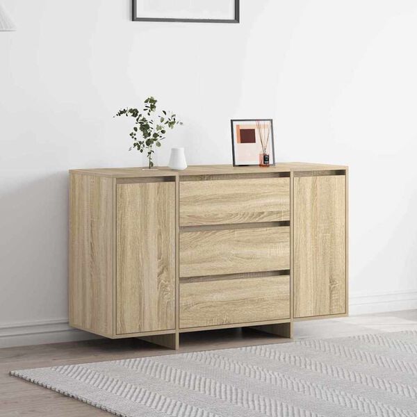 vidaXL Sideboard med skuffe Sonoma eg 120 x 41 x 75 cm Konstrueret tr&aelig;