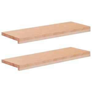 vidaXL Trappetrin 2 stk. 80 x 30 x 2 cm Naturfarvet Solid b&oslash;g