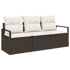 vidaXL Sofa S&aelig;t 3 pcs Brun polyrattan