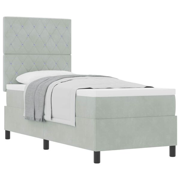 vidaXL Box spring seng med madras Lysegr&aring; 80 x 200 cm Stof