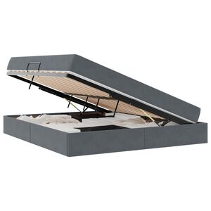 vidaXL Seng med opbevaring og madras M&oslash;rkegr&aring; 160 x 200 cm Fl&oslash;jl
