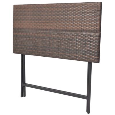 vidaXL foldbart udendørs spisebordssæt 7 dele stål polyrattan brun