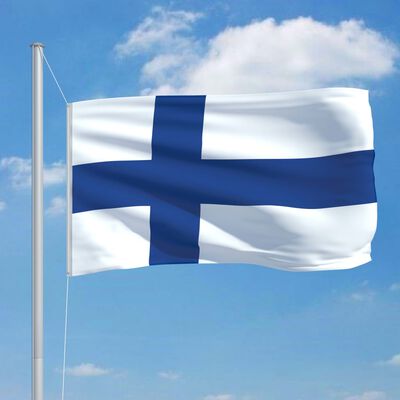 vidaXL Finlands flag og flagstang 6,2 m aluminium