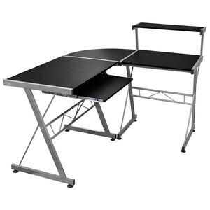 vidaXL computerbord til hj&oslash;rne 132x112x99 cm konstrueret tr&aelig; sort