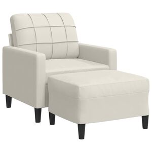 vidaXL sofastol med fodskammel 60 cm velour cremefarvet