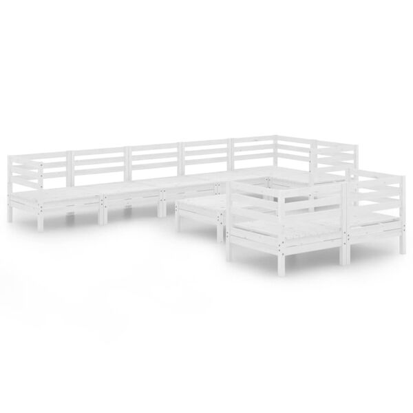 vidaXL lounges&aelig;t til haven 9 dele massivt fyrretr&aelig; hvid