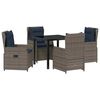 vidaXL Have Spisebordss&aelig;t med pude 5 pcs Gr&aring; Poly rattan