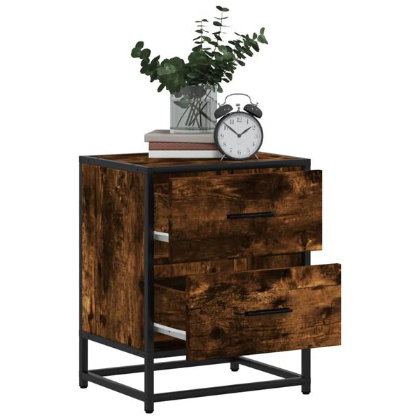 vidaXL sengebord 40x31x50 cm konstrueret tr&aelig; r&oslash;get egetr&aelig;sfarve