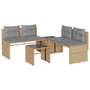 vidaXL sofas&aelig;t til haven 4 dele med hynder polyrattan beige