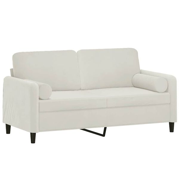 vidaXL 2-personers sofa med pyntepuder 140 cm velour cremefarvet
