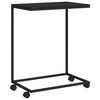 vidaXL sidebord med hjul 55x35x70 cm konstrueret tr&aelig; sort