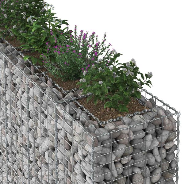 vidaXL Gabion h&oslash;jbed 3 pcs S&oslash;lv 250 x 50 x 150 cm Galvaniseret st&aring;l