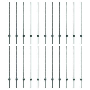 vidaXL Hegnssøjler 22 pcs Grøn 160 cm Stål