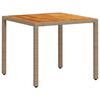 vidaXL havebord 90x90x75 cm polyrattan og akacietr&aelig; beige