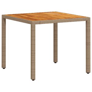vidaXL havebord 90x90x75 cm polyrattan og akacietr&aelig; beige