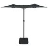 vidaXL parasol m. dobbelt parasoldug og LED-lys 316x145 cm antracitgrå