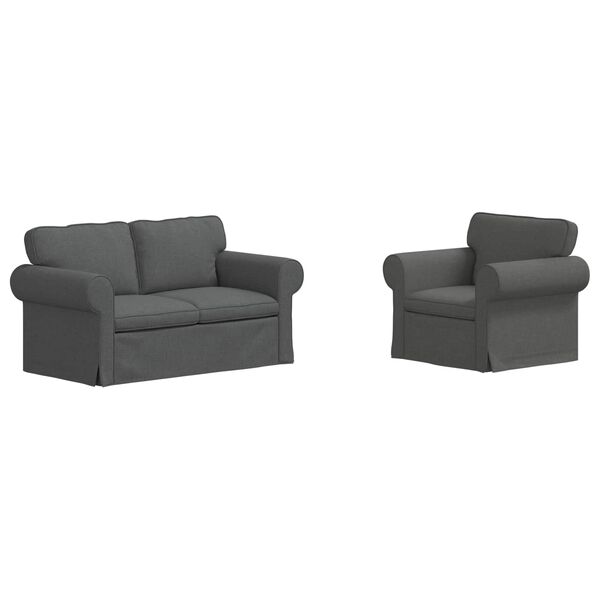 vidaXL Sofa 120cm 2 pcs M&oslash;rkegr&aring; Metal