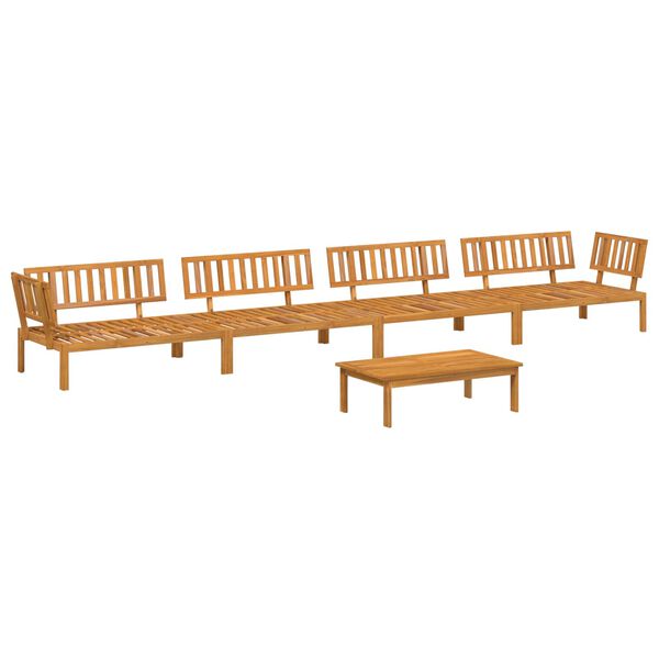 vidaXL Sofa S&aelig;t med pude Ensfarvet 5 pcs Gr&aring;brun Massivt Akacietr&aelig;