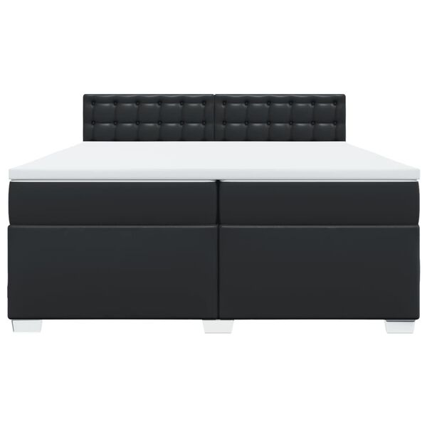 vidaXL kontinentalseng med madras 200x200 cm kunstlæder sort