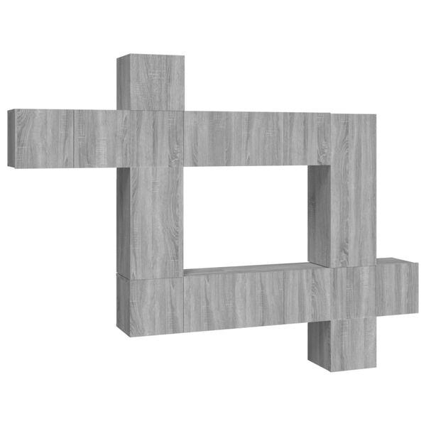 vidaXL tv-skabss&aelig;t 10 dele konstrueret tr&aelig; gr&aring; sonoma-eg