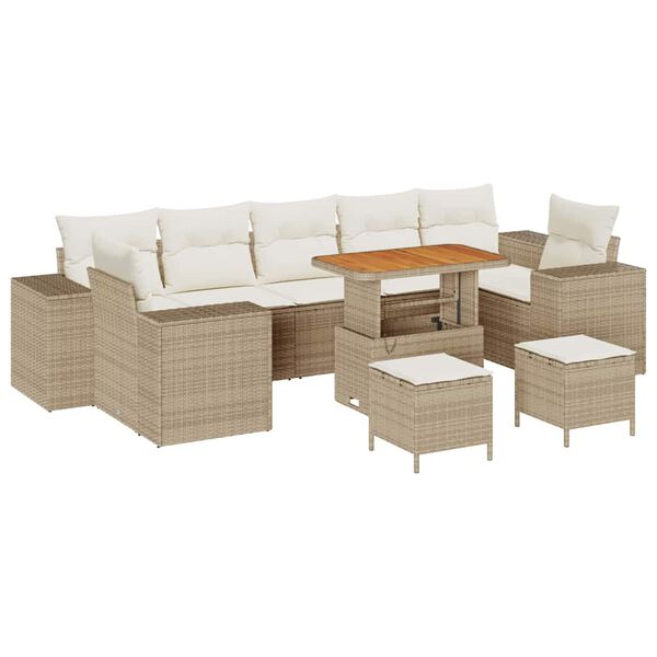 vidaXL Havesofa Sæt 10 pcs Beige polyrattan