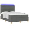 vidaXL LED Box Spring Bed med madras M&oslash;rkegr&aring; 140 x 190 cm Stof