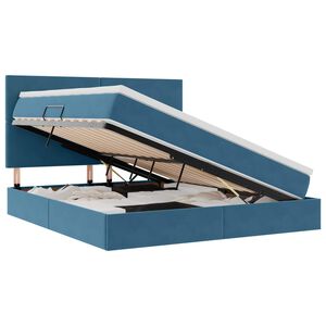 vidaXL Seng med opbevaring og LED med LED M&oslash;rk bl&aring; 180 x 200 cm Fl&oslash;jl