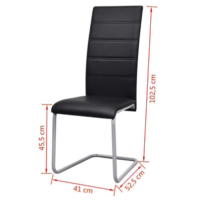 vidaXL spisebordsstole med cantilever 6 stk. kunstlæder sort