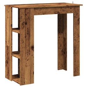 vidaXL barbord med hylde 102x50x103,5 cm konstrueret tr&aelig; antikt tr&aelig;