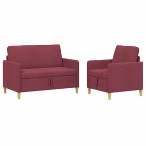 vidaXL Sofa s&aelig;t med opbevaring 2 stk. Vinr&oslash;d Polyester