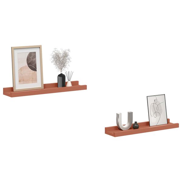 vidaXL V&aelig;ghylde med hylde 2 pcs R&oslash;d 40 x 9 x 3 cm Konstrueret tr&aelig;