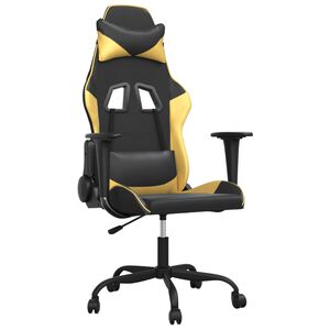 vidaXL gamingstol m. massagefunktion kunstl&aelig;der sort guldfarvet
