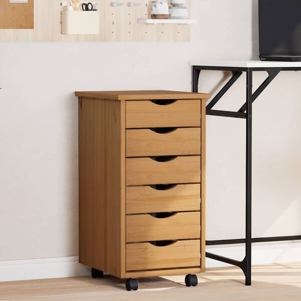 vidaXL skuffeskab MOSS massivt fyrretræ gyldenbrun