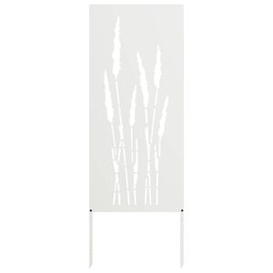 vidaXL Have privatliv sk&aelig;rm Blomstret Hvid 50 x 140 cm Koldvalset st&aring;l