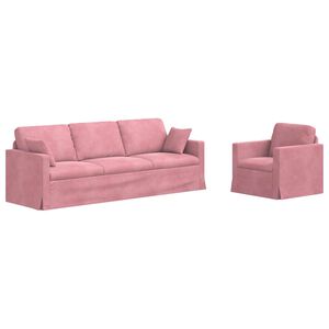 vidaXL Sofa S&aelig;t 2 stk. Lyser&oslash;d Fl&oslash;jl
