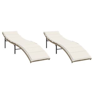 vidaXL liggestole 2 stk. med hynder polyrattan beige