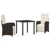 vidaXL Have Spisebordss&aelig;t 3 stk. Brun polyrattan