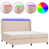 vidaXL kontinentalseng LED-lys 200x200 cm kunstl&aelig;der cappuccinofarvet